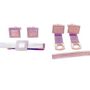 Vintage Mens MCM Gold Tone Cufflinks & Tie Clasps, Clasp, Clips, Cuff Links